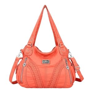 Angel Kiss Coral Washed Leather Waterproof Crossbody Shoulder Hobo Bag